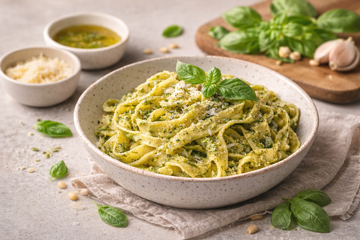 Cooked pasta in a bowl